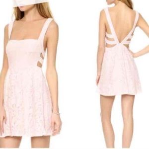 Free People Light Pink Open Back Lace Sleeveless Mini Dress Size 6